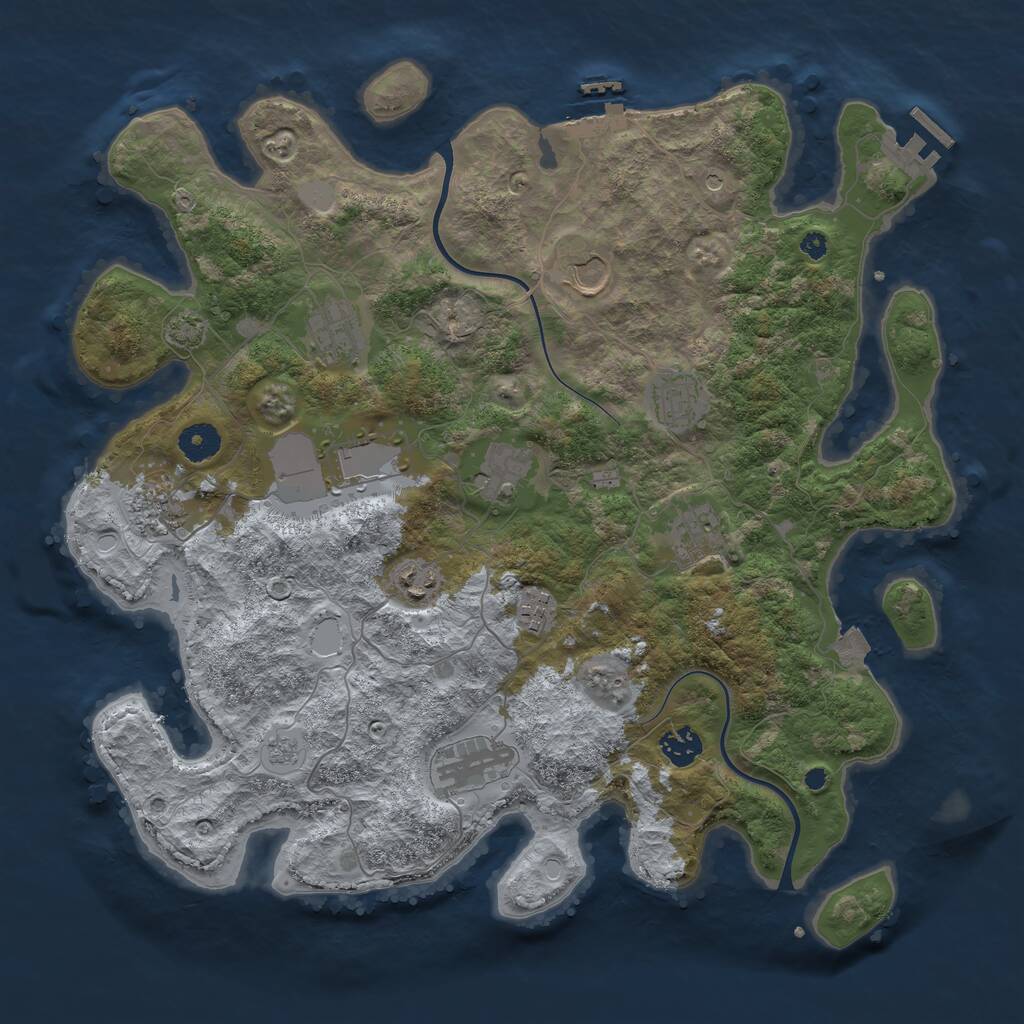 Rust Map: Procedural Map, Size: 3900, Seed: 74157, 17 Monuments