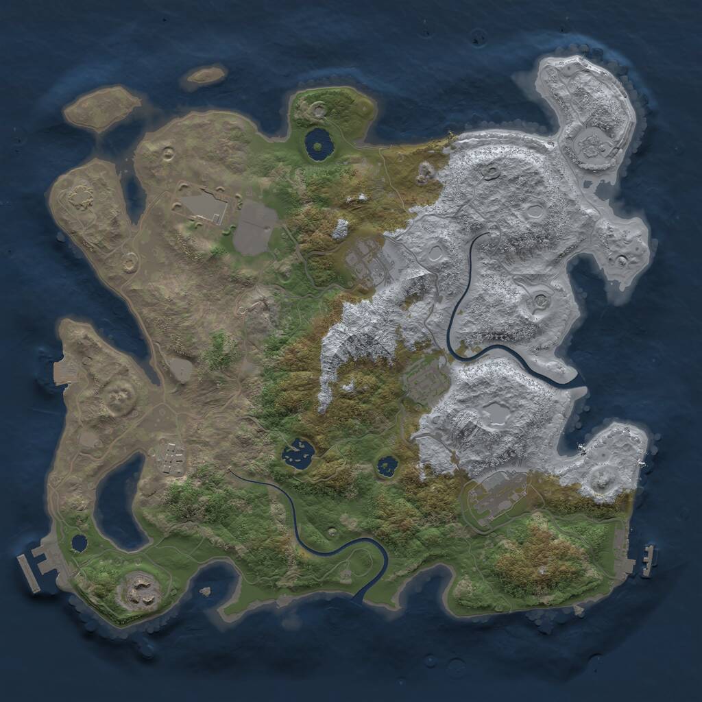 Rust Map: Procedural Map, Size: 3500, Seed: 77158, 13 Monuments