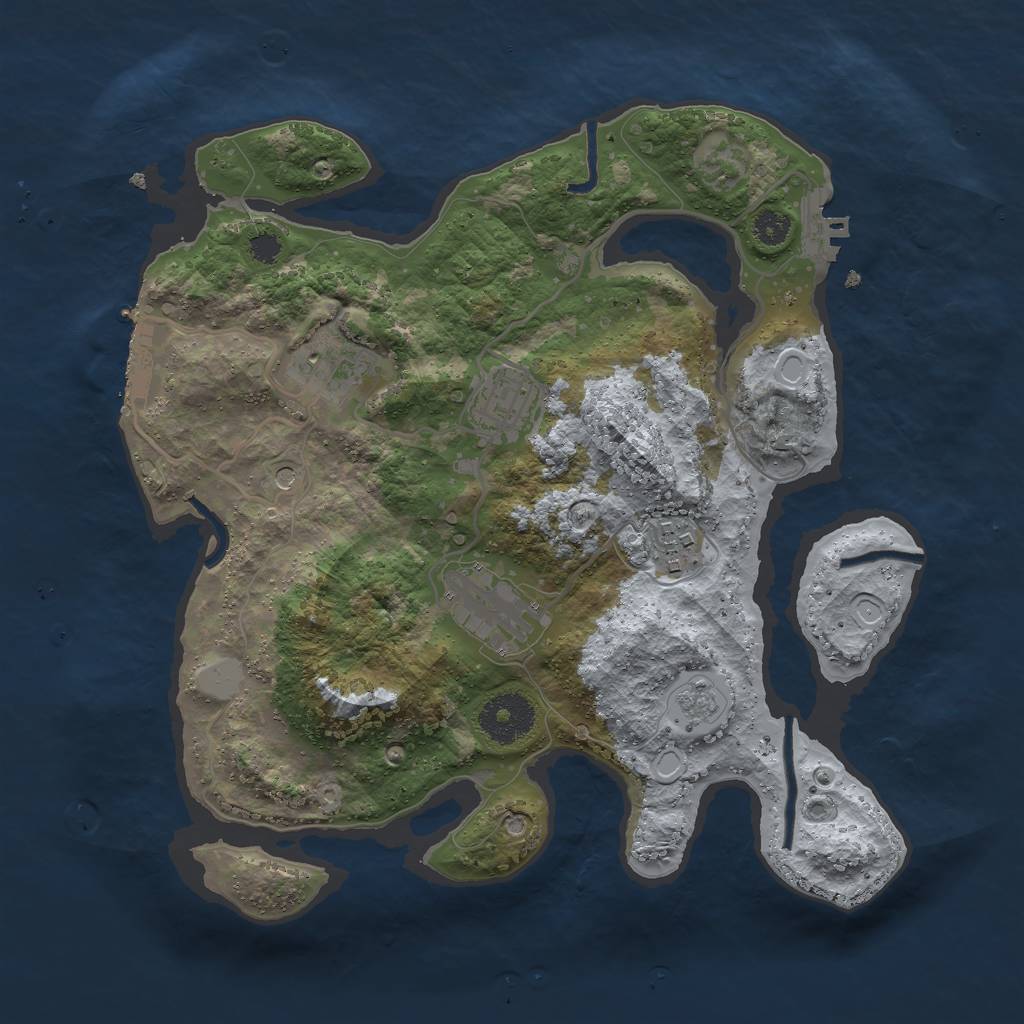 Rust Map: Procedural Map, Size: 3000, Seed: 737837, 11 Monuments