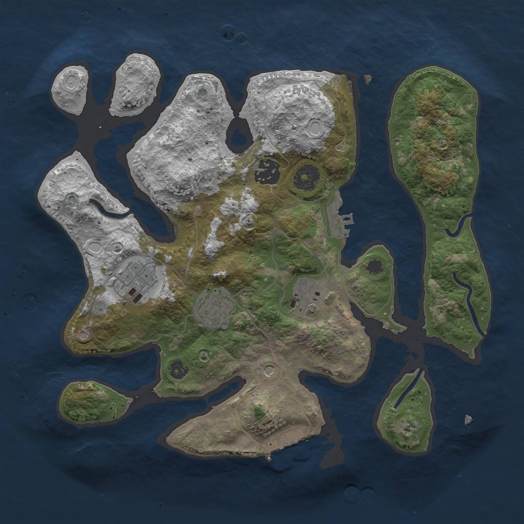 Rust Map: Procedural Map, Size: 3000, Seed: 903678, 12 Monuments