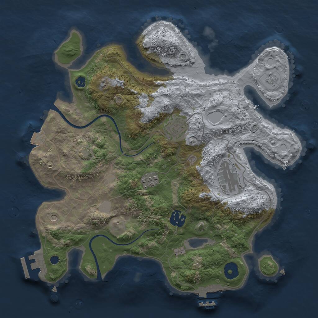 Rust Map: Procedural Map, Size: 3000, Seed: 608499, 10 Monuments