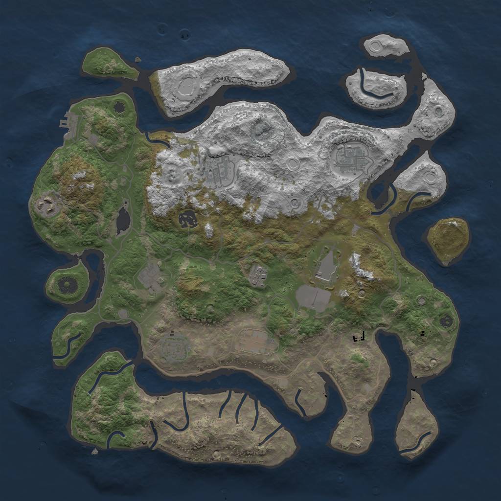 Rust Map: Procedural Map, Size: 4000, Seed: 2005195847, 16 Monuments