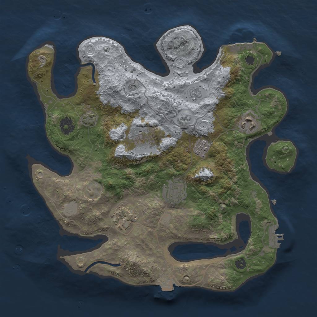 Rust Map: Procedural Map, Size: 3000, Seed: 784735, 13 Monuments