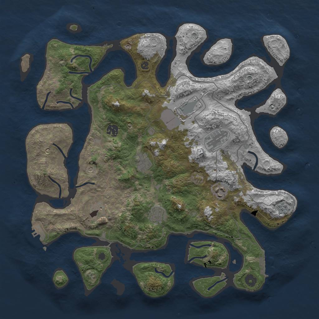 Rust Map: Procedural Map, Size: 4000, Seed: 1039316553, 16 Monuments