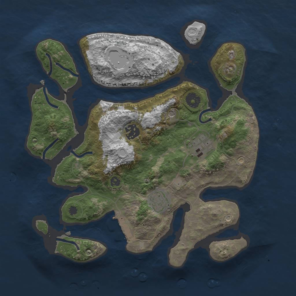 Rust Map: Procedural Map, Size: 3000, Seed: 92093936, 10 Monuments