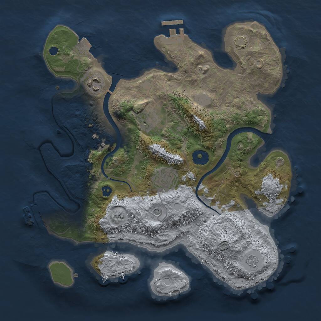 Rust Map: Procedural Map, Size: 3000, Seed: 612444, 10 Monuments