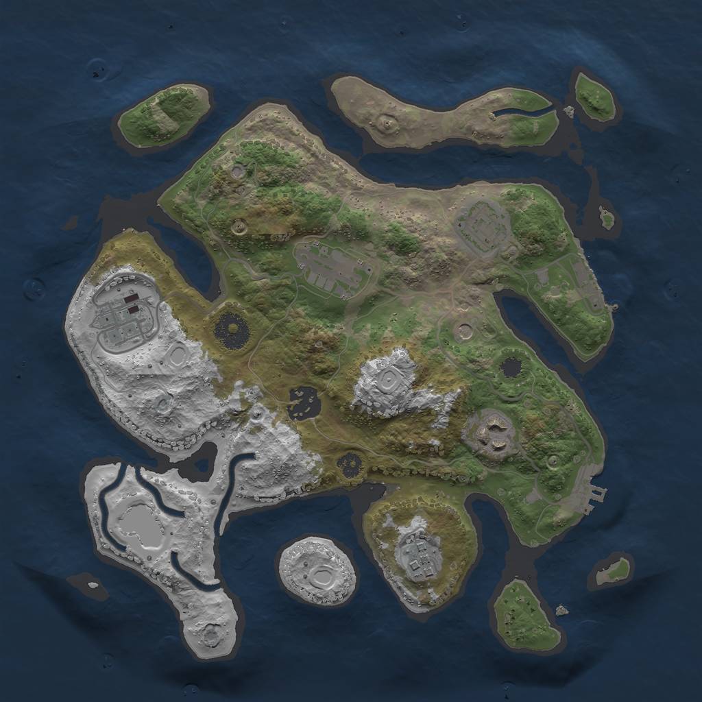 Rust Map: Procedural Map, Size: 3000, Seed: 921540, 14 Monuments