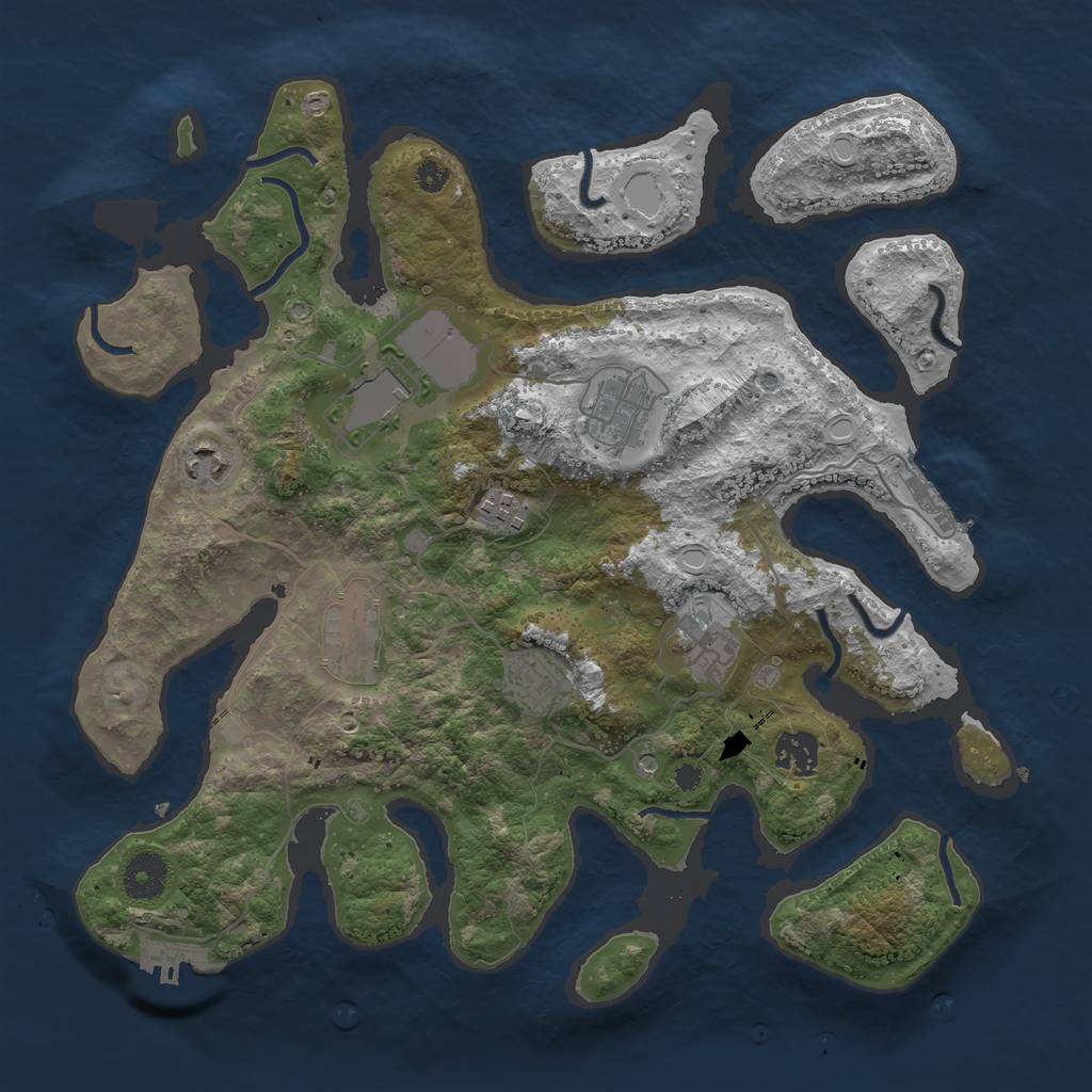 Rust Map: Procedural Map, Size: 3600, Seed: 23010, 16 Monuments