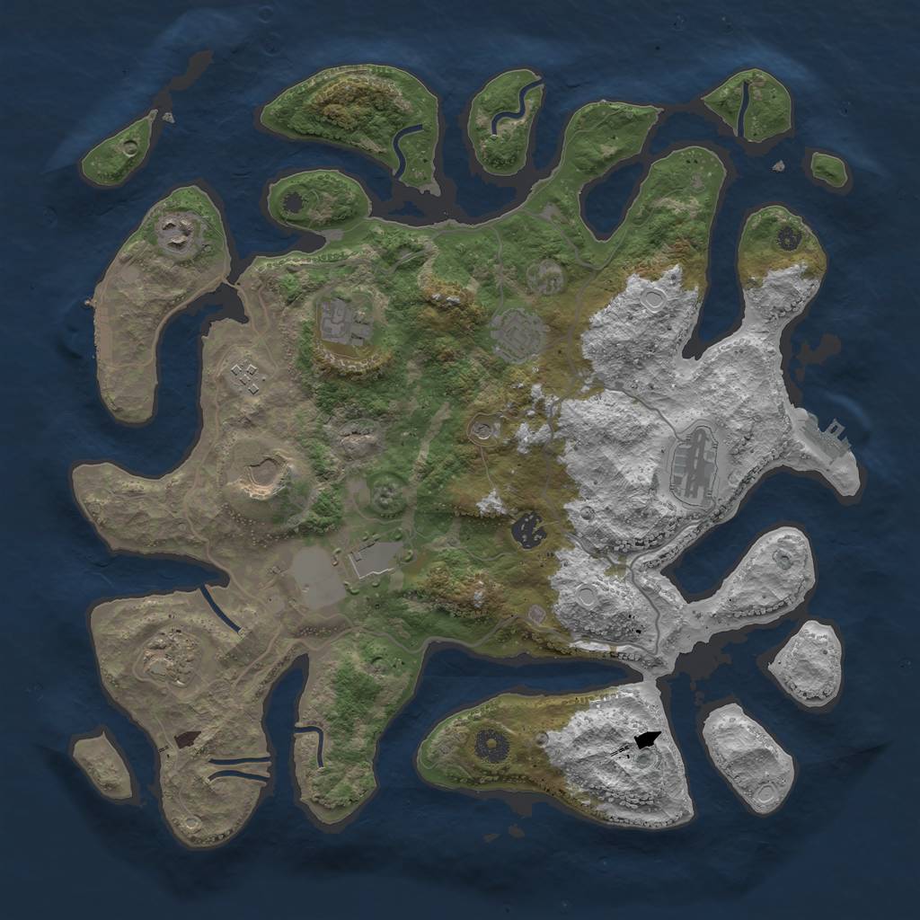 Rust Map: Procedural Map, Size: 4000, Seed: 400039, 17 Monuments