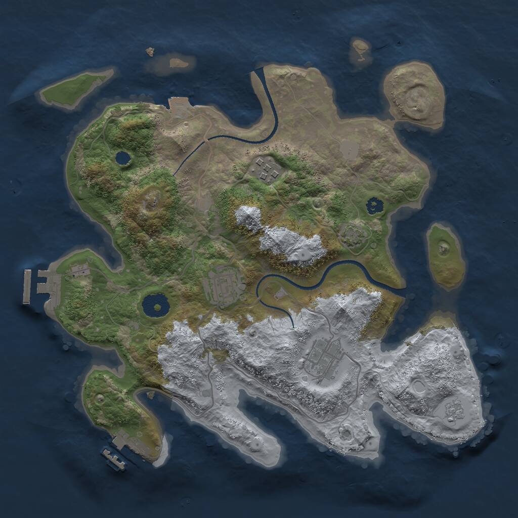 Rust Map: Procedural Map, Size: 3000, Seed: 1831917995, 8 Monuments