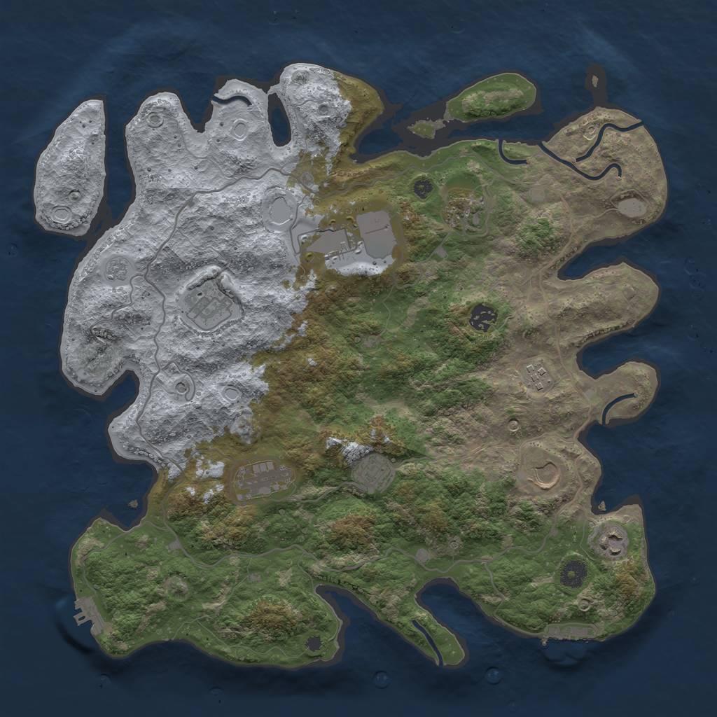 Rust Map: Procedural Map, Size: 4000, Seed: 1076340107, 16 Monuments