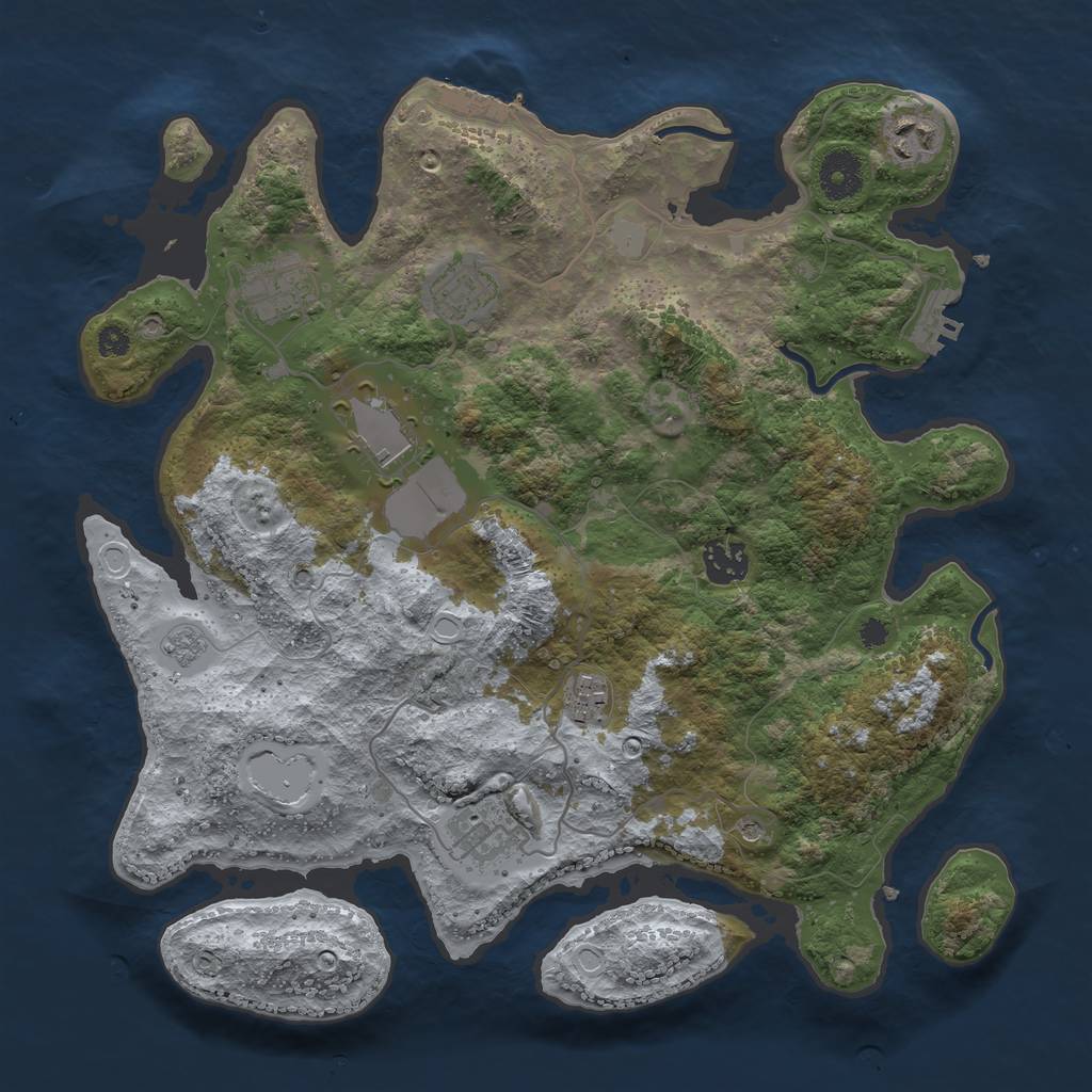 Rust Map: Procedural Map, Size: 3500, Seed: 13379, 14 Monuments
