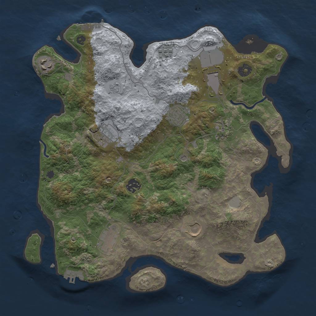 Rust Map: Procedural Map, Size: 3500, Seed: 74302, 16 Monuments