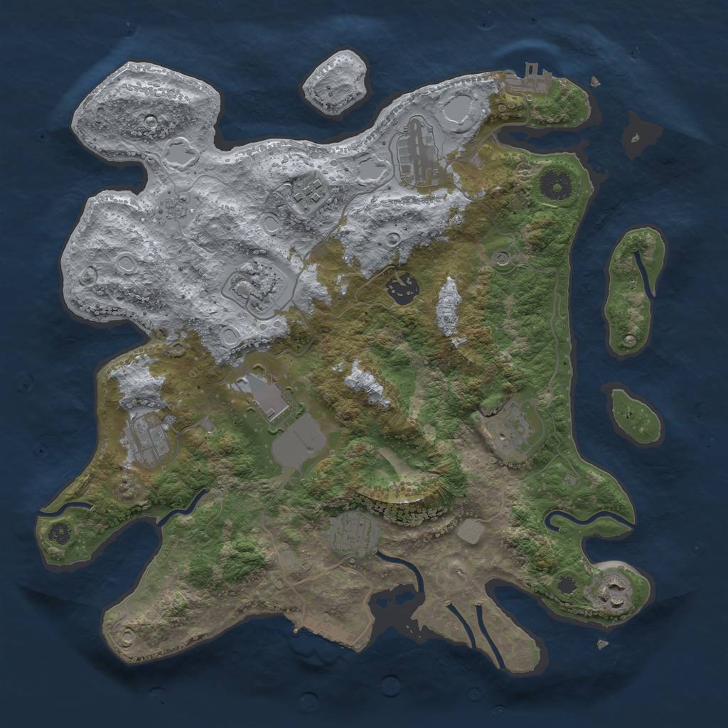 Rust Map: Procedural Map, Size: 3500, Seed: 772349010, 16 Monuments