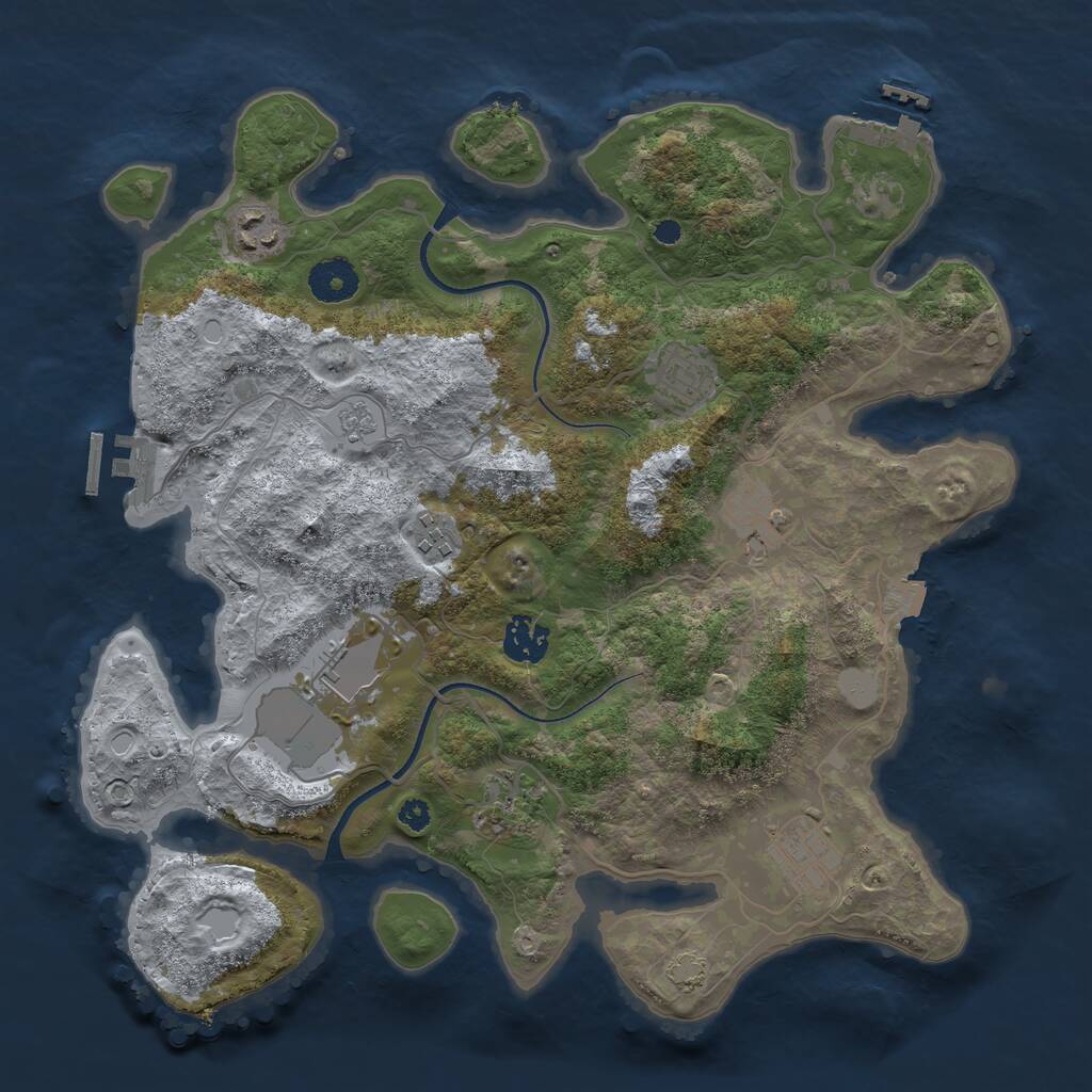 Rust Map: Procedural Map, Size: 3500, Seed: 68374287, 13 Monuments