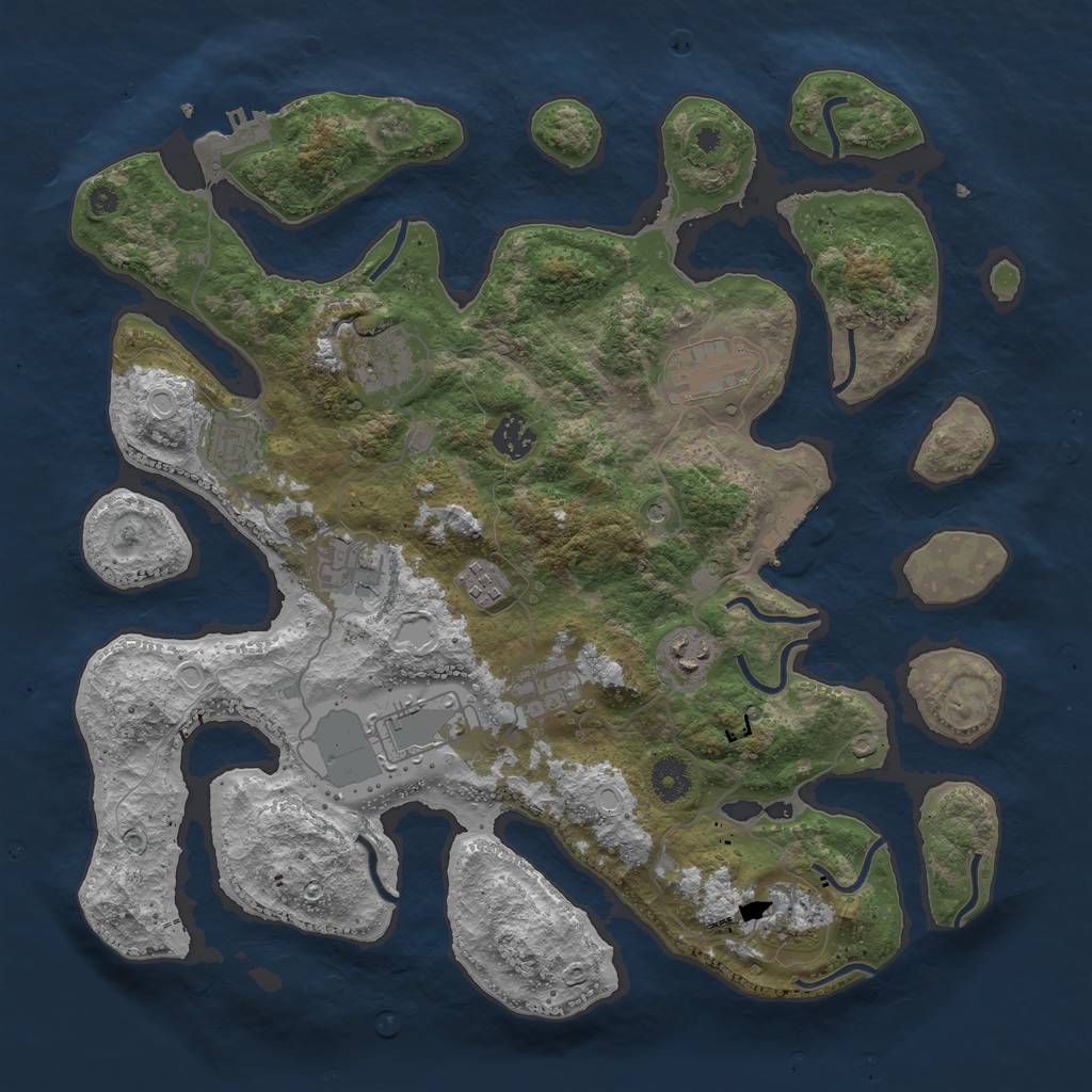 Rust Map: Procedural Map, Size: 3850, Seed: 622513833, 18 Monuments