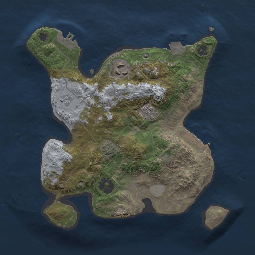 Rust Map: Procedural Map, Size: 2500, Seed: 10011121, 9 Monuments