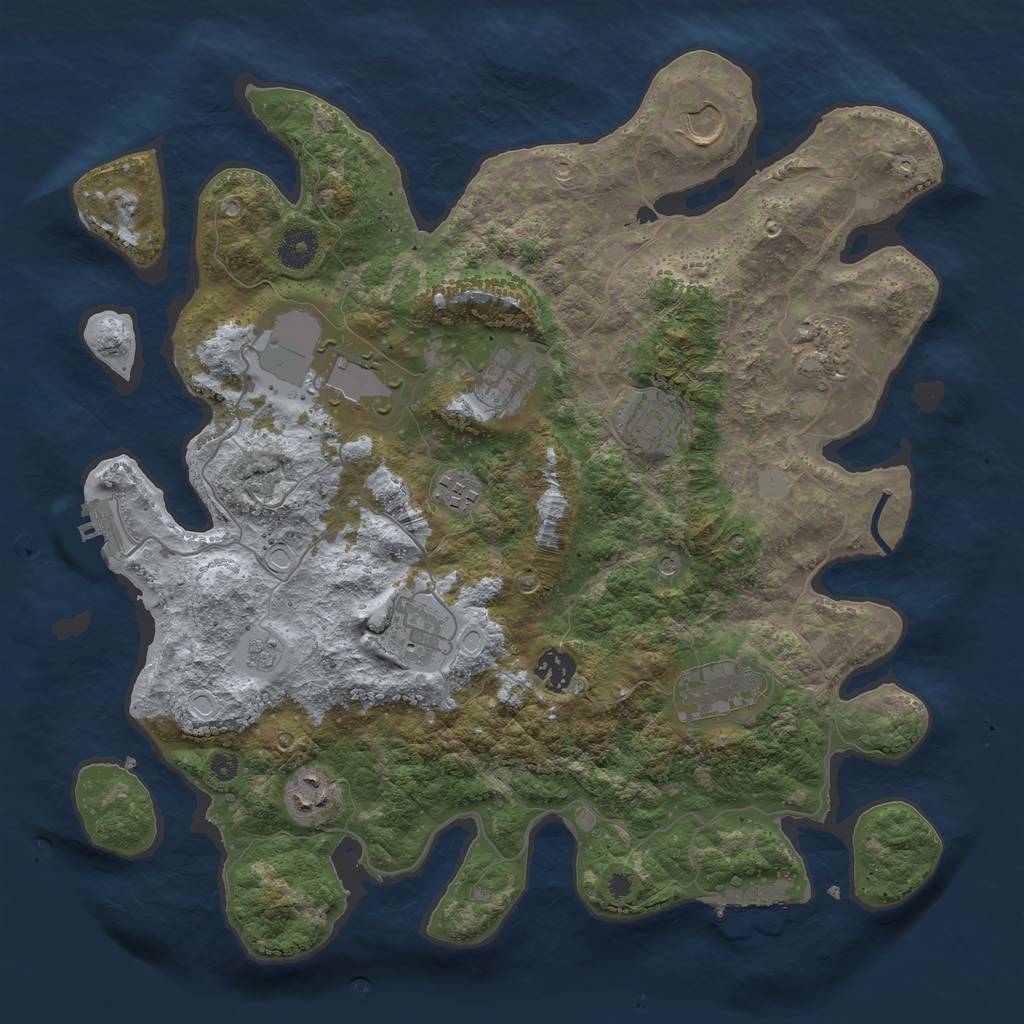 Rust Map: Procedural Map, Size: 3750, Seed: 1878009, 17 Monuments
