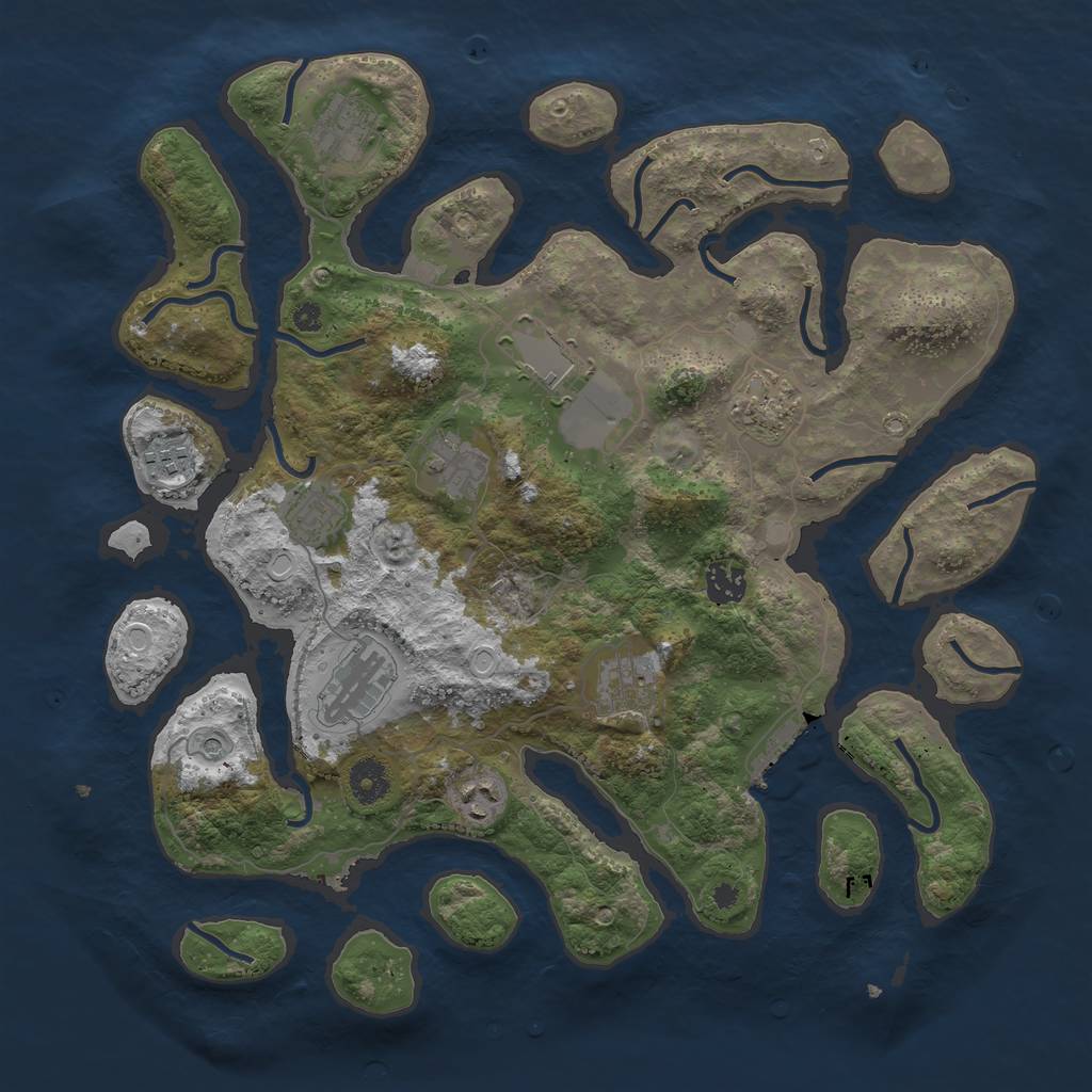 Rust Map: Procedural Map, Size: 3850, Seed: 2105522947, 17 Monuments