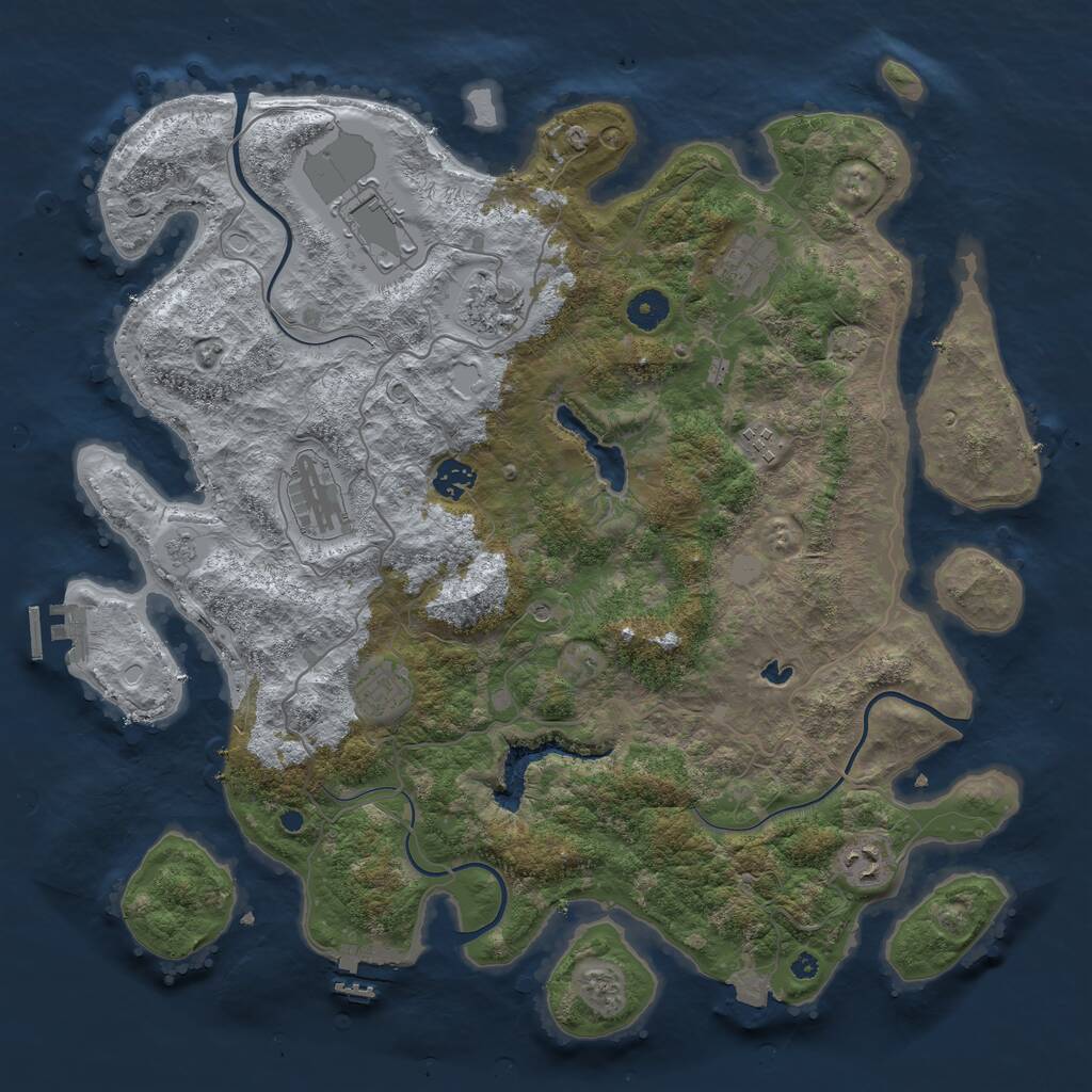 Rust Map: Procedural Map, Size: 4100, Seed: 119142408, 14 Monuments