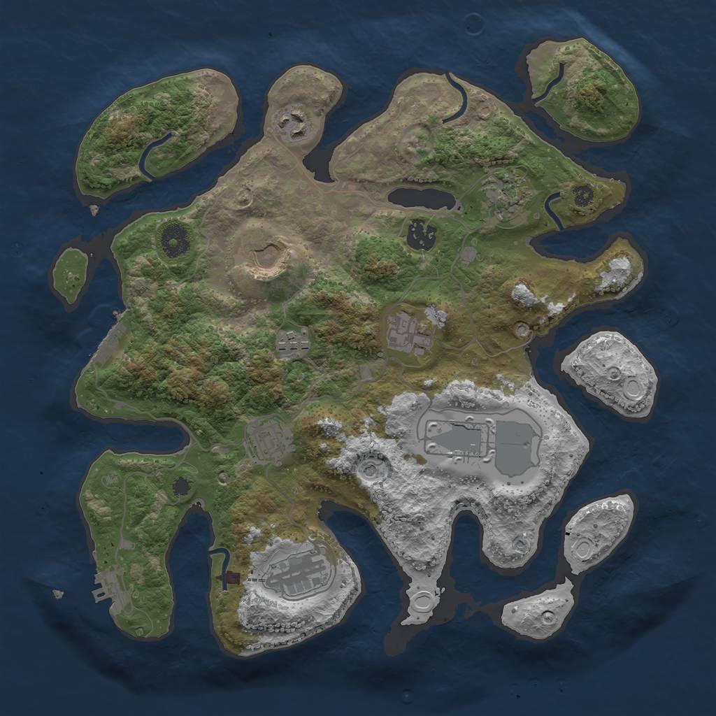 Rust Map: Procedural Map, Size: 3500, Seed: 274745933, 17 Monuments