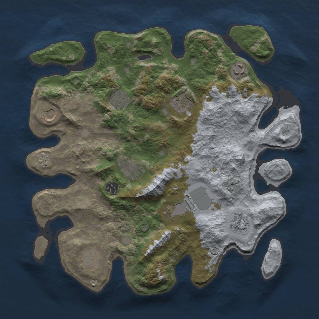 Rust Map: Barren, Size: 3700, Seed: 1196782011, 13 Monuments