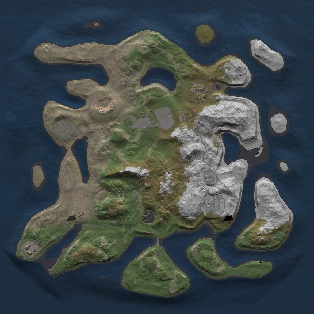 Rust Map: Barren, Size: 3700, Seed: 915847337, 12 Monuments