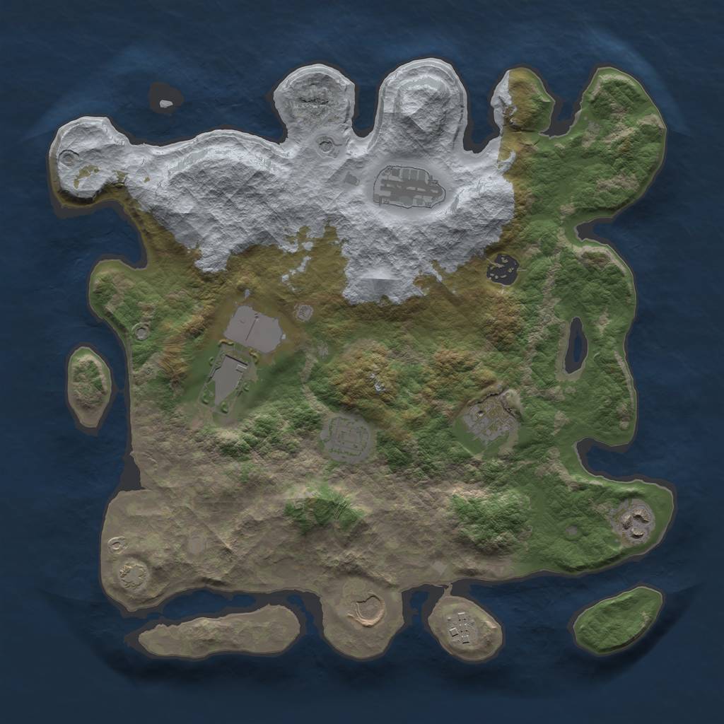 Rust Map: Barren, Size: 3500, Seed: 298947075, 12 Monuments