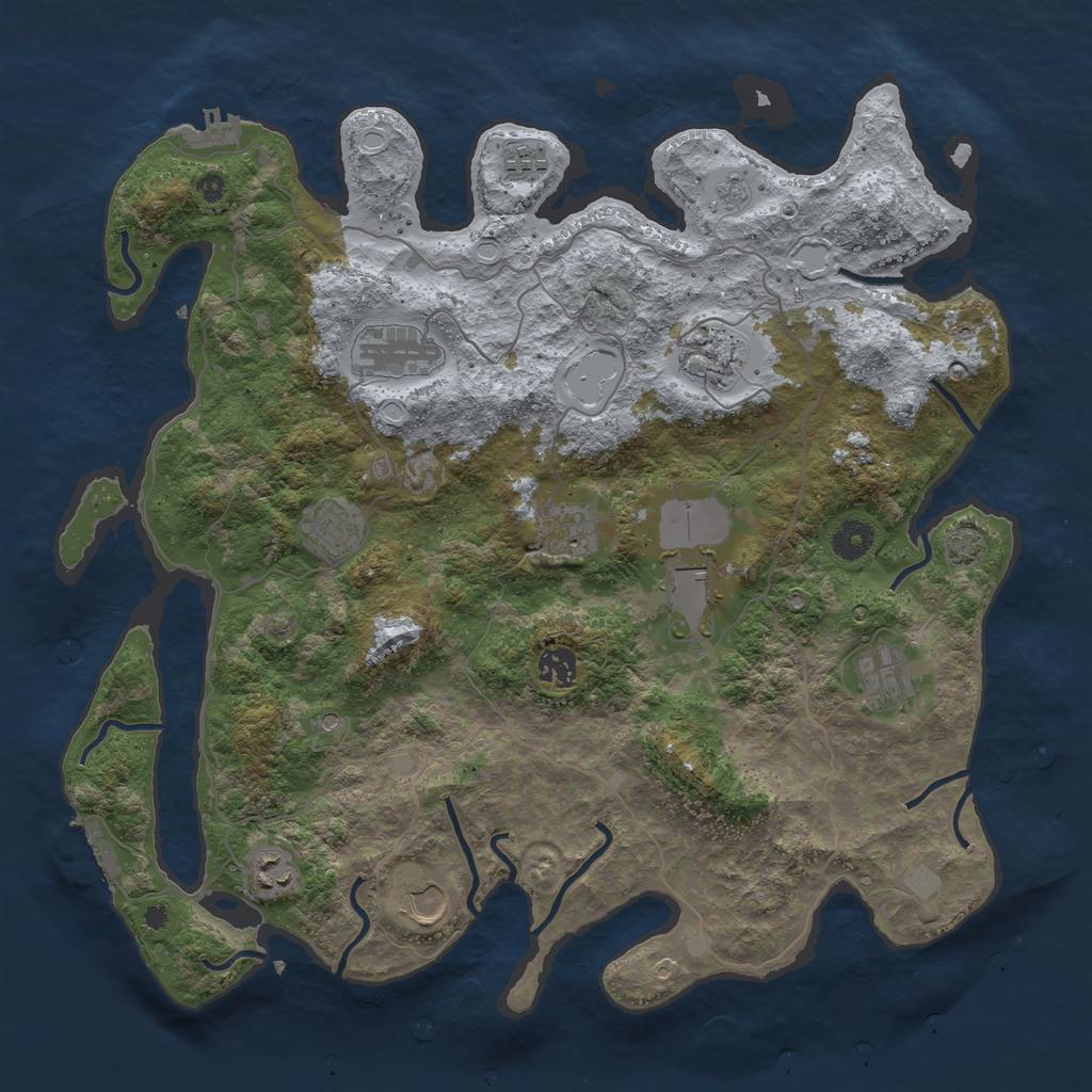 Rust Map: Procedural Map, Size: 4050, Seed: 82110859, 18 Monuments