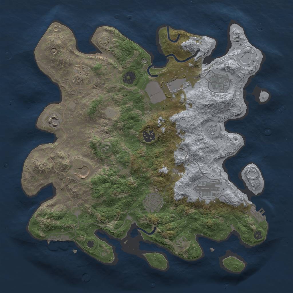 Rust Map: Procedural Map, Size: 3500, Seed: 852469, 16 Monuments