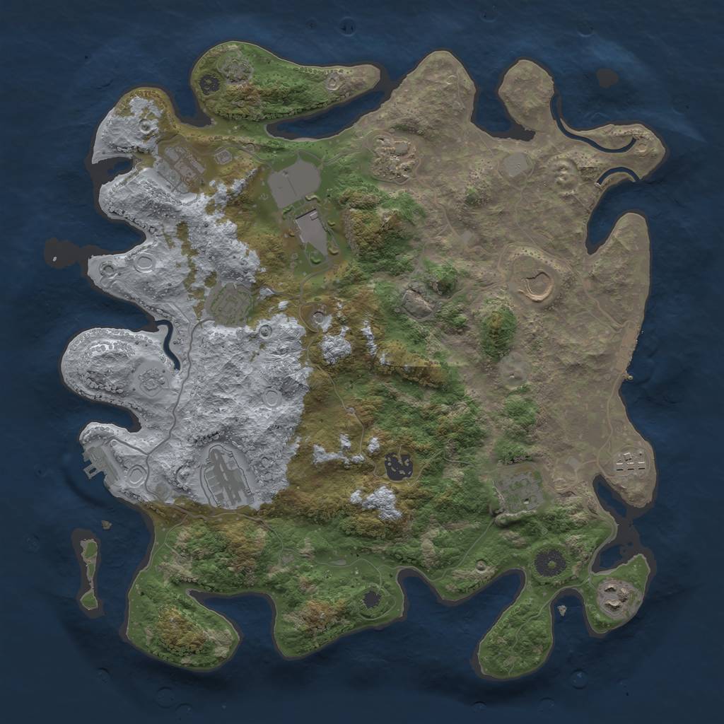 Rust Map: Procedural Map, Size: 3700, Seed: 13503823, 18 Monuments
