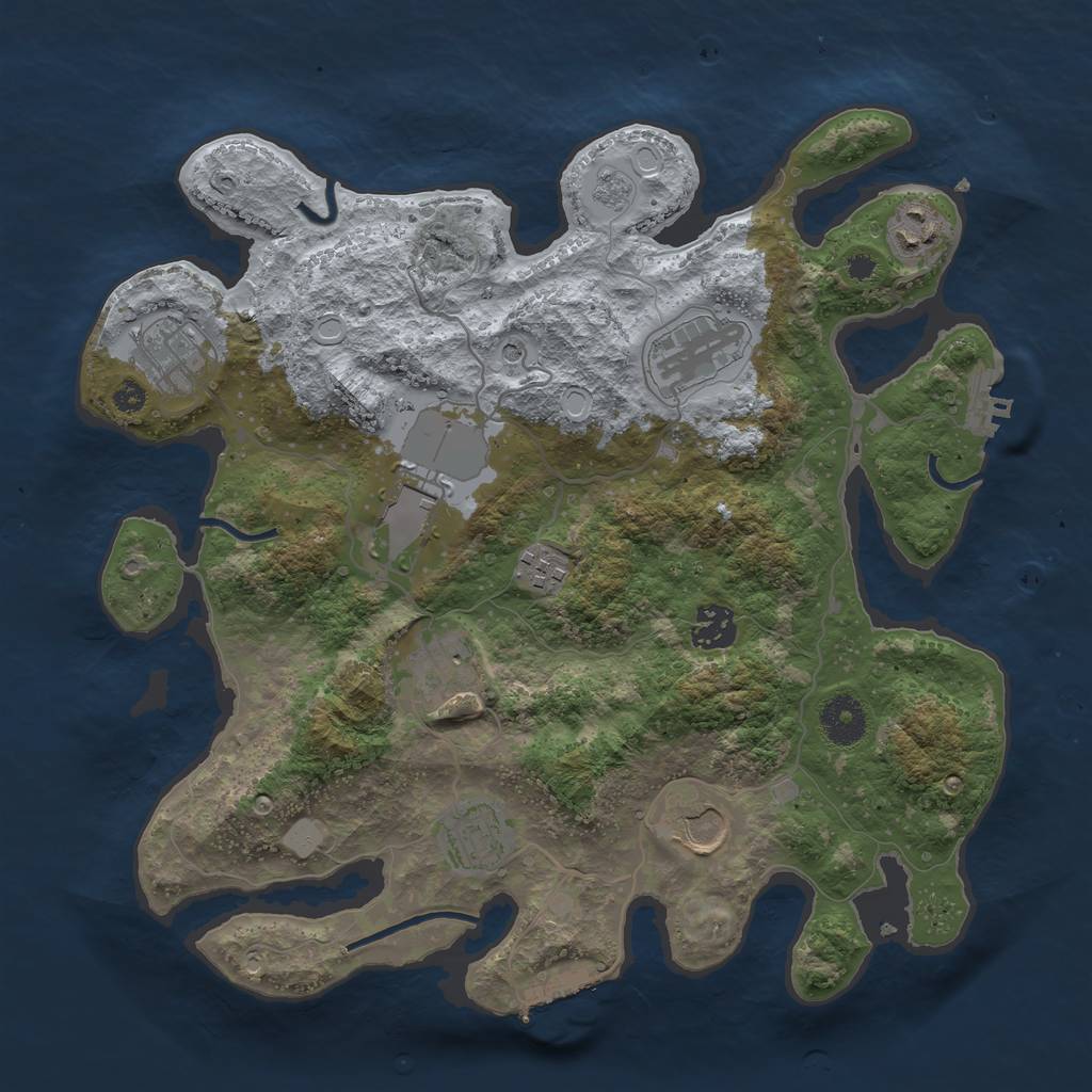 Rust Map: Procedural Map, Size: 3500, Seed: 19990320, 16 Monuments