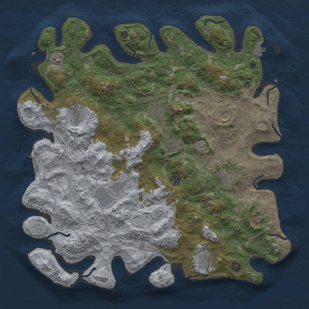 Rust Map: Procedural Map, Size: 4500, Seed: 110111, 18 Monuments