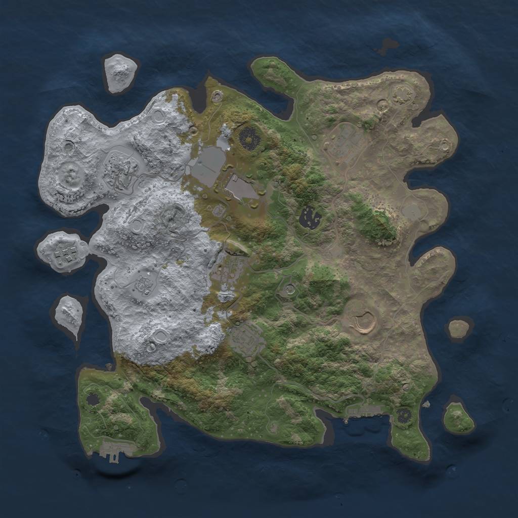 Rust Map: Procedural Map, Size: 3500, Seed: 3571, 16 Monuments