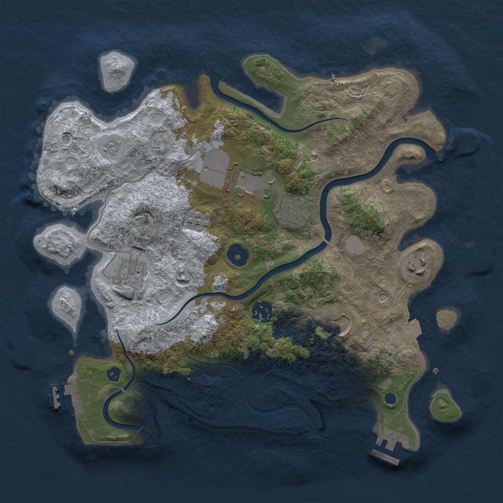 Rust Map: Procedural Map, Size: 3500, Seed: 3571, 13 Monuments