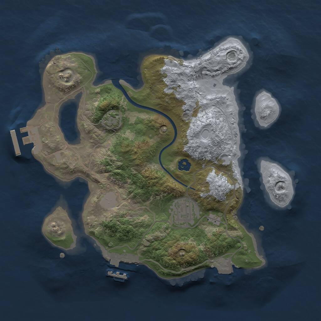 Rust Map: Procedural Map, Size: 2500, Seed: 6738876, 5 Monuments