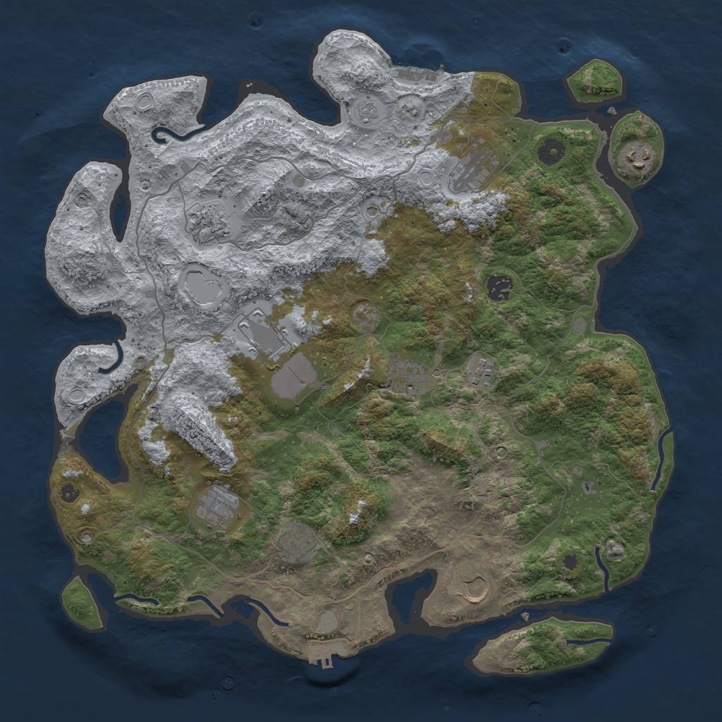 Rust Map: Procedural Map, Size: 4096, Seed: 100111, 18 Monuments