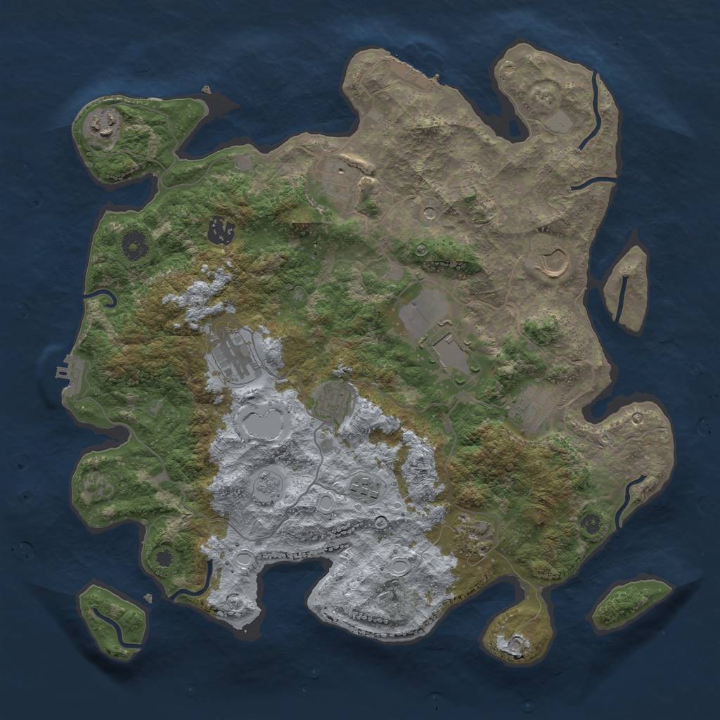Rust Map: Procedural Map, Size: 3800, Seed: 646749037, 17 Monuments