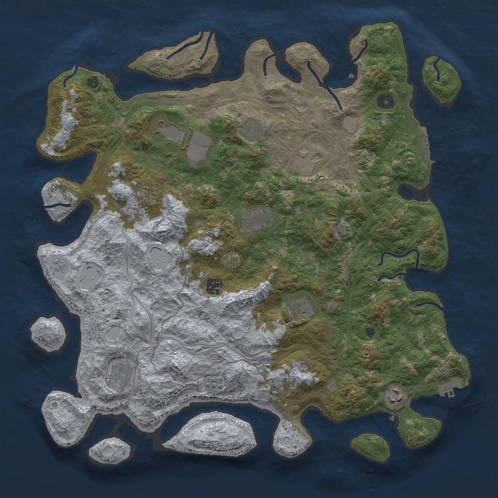 Rust Map: Procedural Map, Size: 4500, Seed: 20111, 18 Monuments