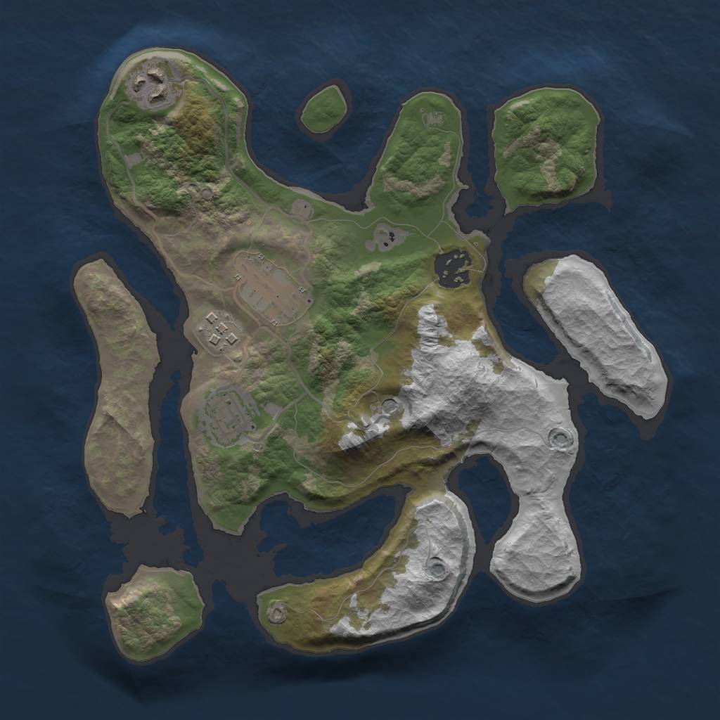 Rust Map: Barren, Size: 2800, Seed: 10, 8 Monuments