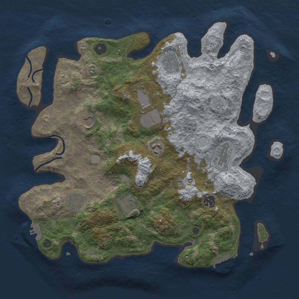 Rust Map: Procedural Map, Size: 3800, Seed: 90111, 17 Monuments