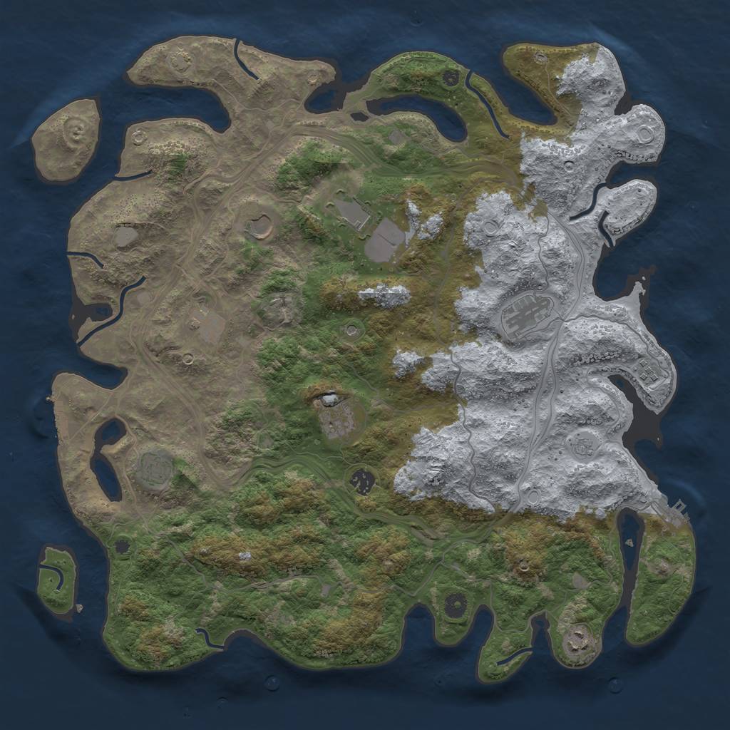 Rust Map: Procedural Map, Size: 4500, Seed: 2059055109, 17 Monuments