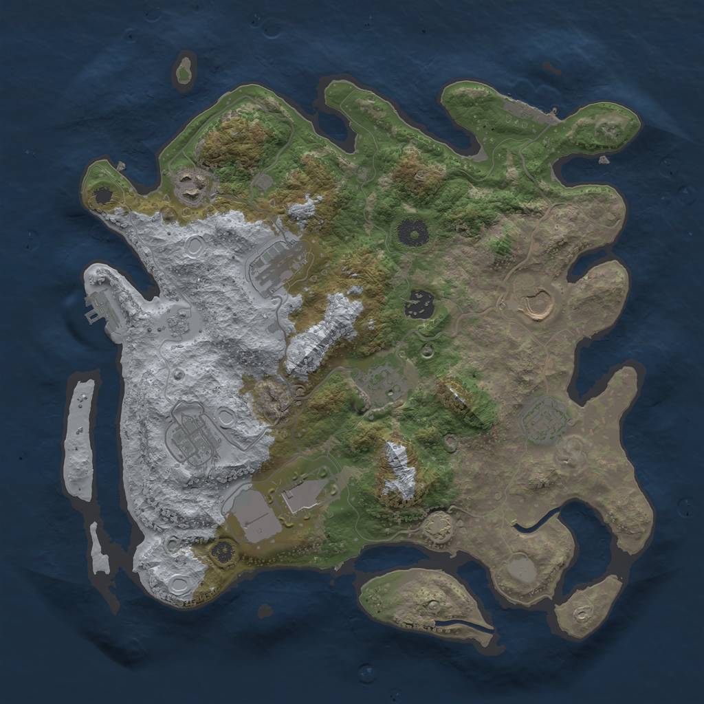 Rust Map: Procedural Map, Size: 3500, Seed: 121405, 15 Monuments