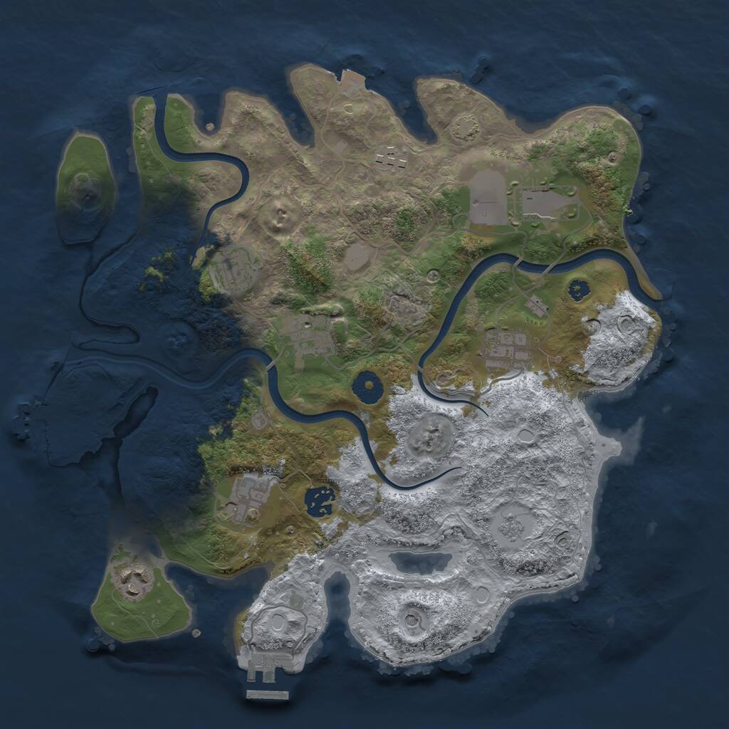 Rust Map: Procedural Map, Size: 3500, Seed: 7354991, 14 Monuments