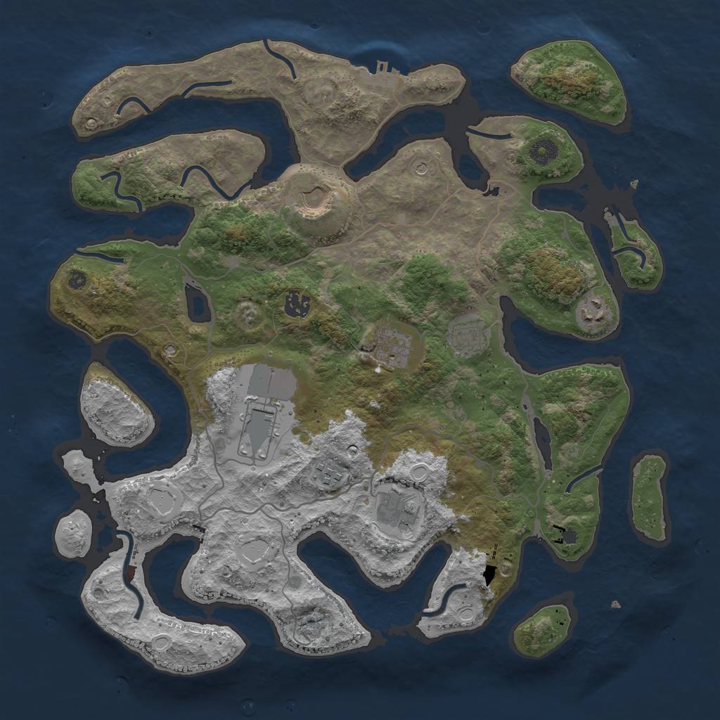 Rust Map: Procedural Map, Size: 4000, Seed: 6111222, 15 Monuments
