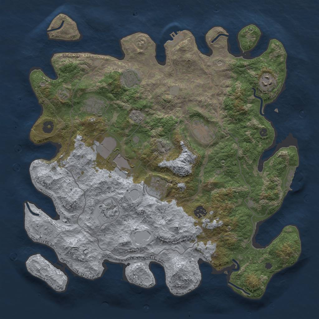 Rust Map: Procedural Map, Size: 4000, Seed: 369541, 16 Monuments