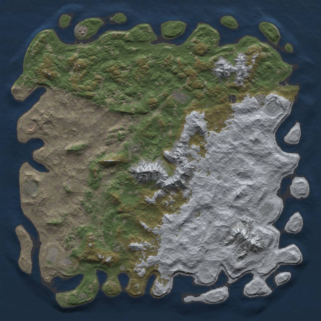 Rust Map: Barren, Size: 6000, Seed: 10, 14 Monuments