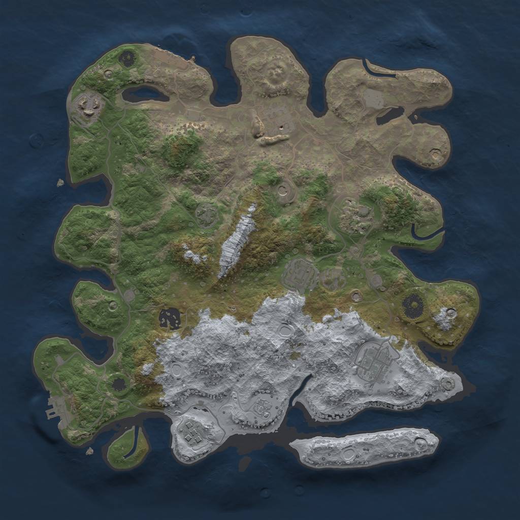 Rust Map: Procedural Map, Size: 3400, Seed: 694212587, 15 Monuments