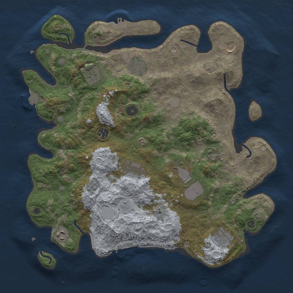 Rust Map: Procedural Map, Size: 4000, Seed: 836429137, 18 Monuments