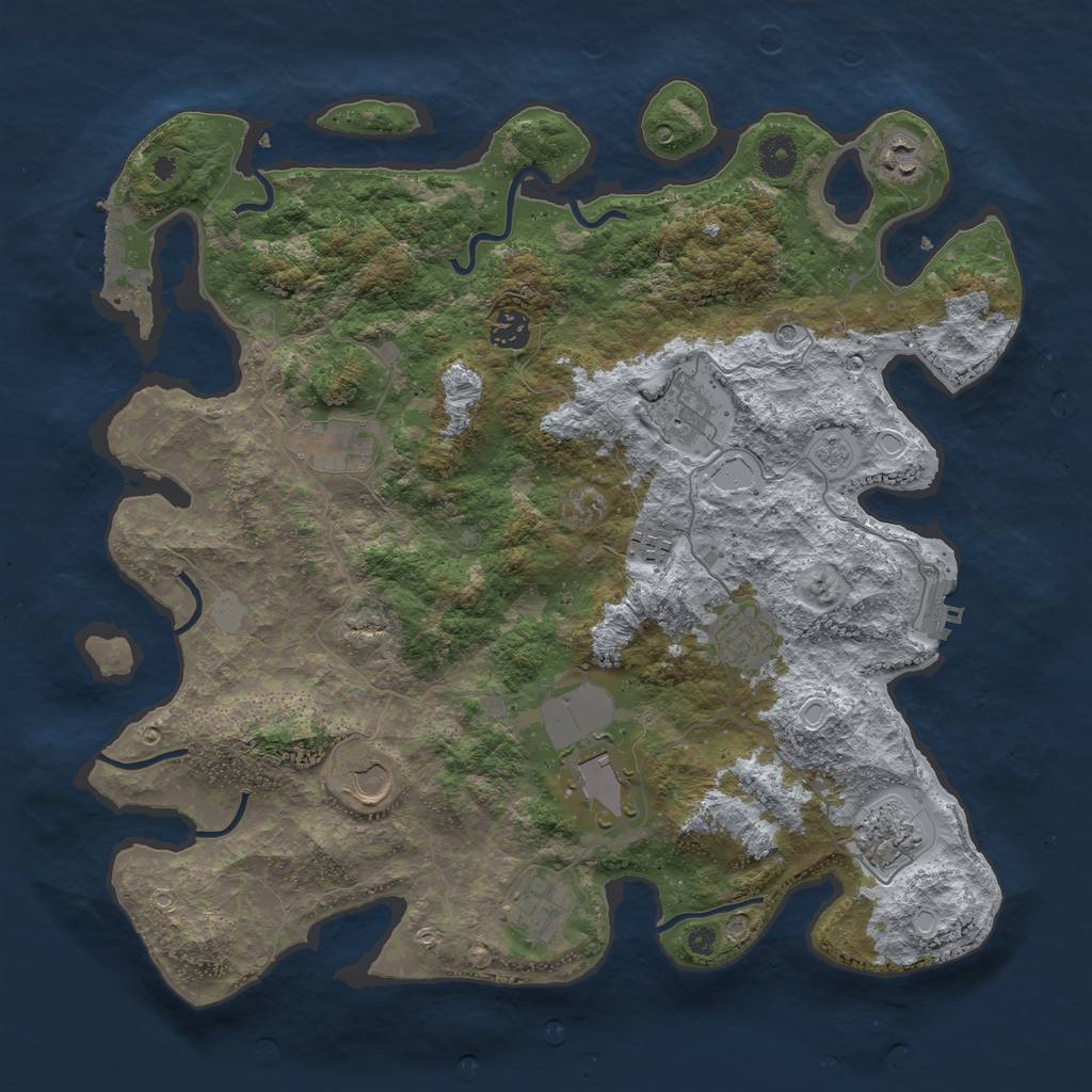 Rust Map: Procedural Map, Size: 3986, Seed: 1468283793, 17 Monuments